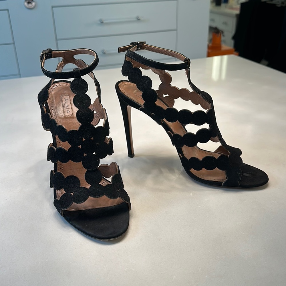 Alaia suede cut out sandals